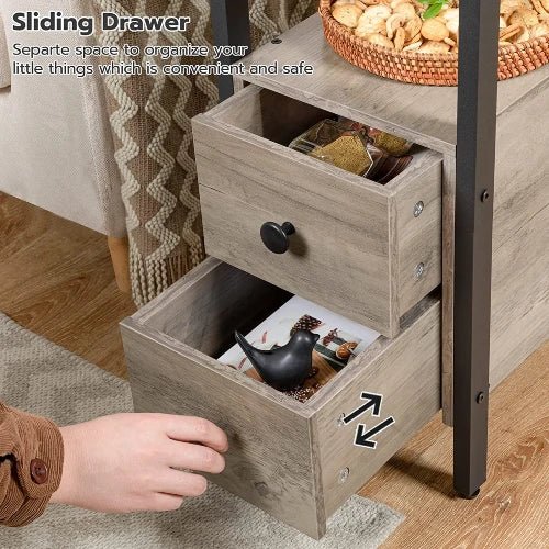 Narrow Charging Nightstand - Two Drawers USB Bedside Table - NovoBam