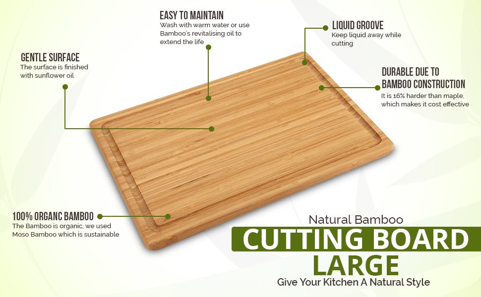 17 x 12 inch Extra Large Bamboo Cutting Board - NovoBam