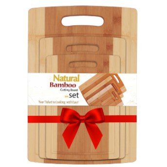 3 Piece Natural Organic Bamboo Cutting Boards - NovoBam