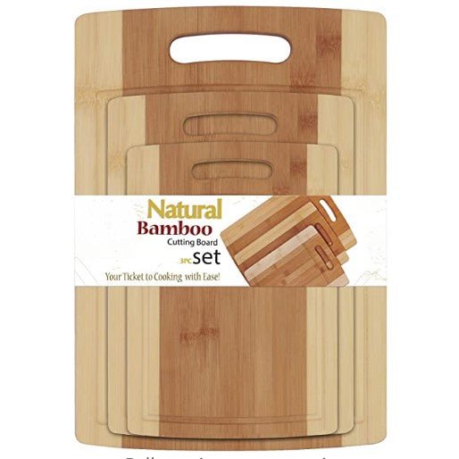 3 Piece Natural Organic Bamboo Cutting Boards - NovoBam