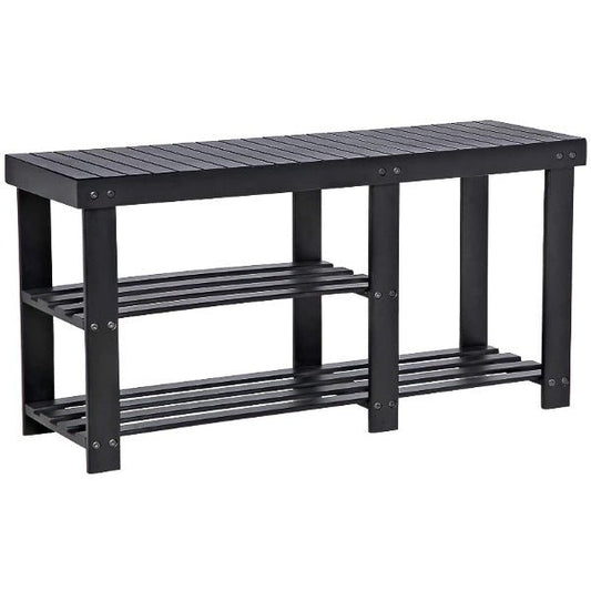 3-Tier Bamboo Shoe Bench, Shoe Rack - NovoBam