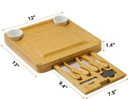 Bamboo Charcuterie Cheese Board and Knife Set - NovoBam