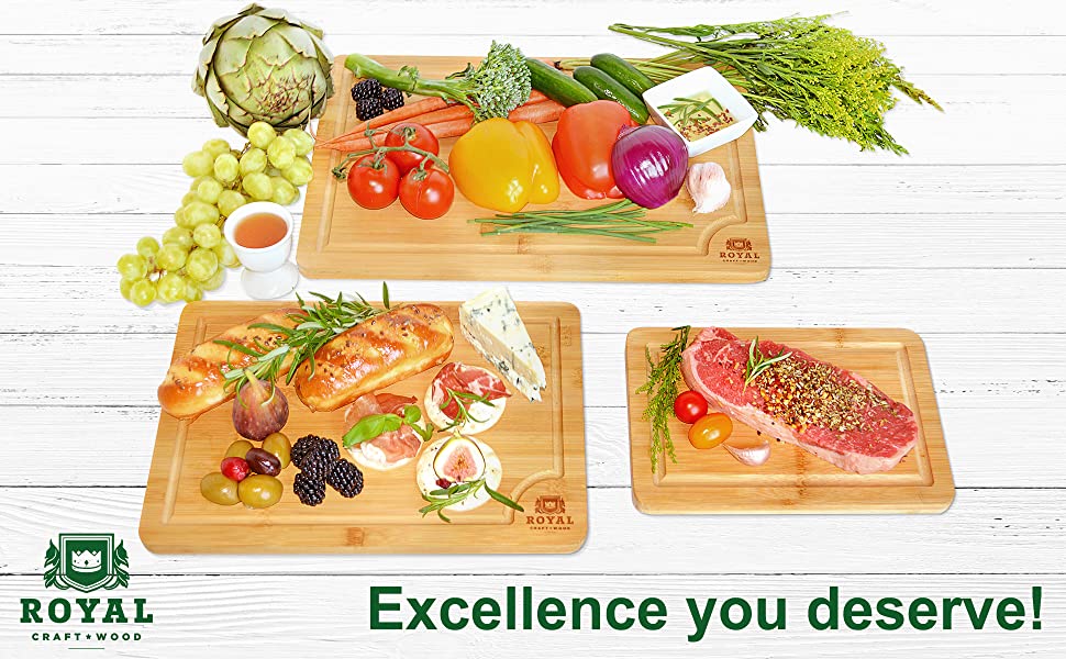 Bamboo Cutting Board Set With Juice Groove - NovoBam