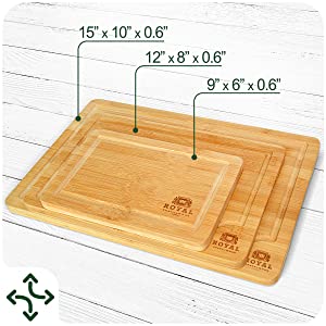 Bamboo Cutting Board Set With Juice Groove - NovoBam