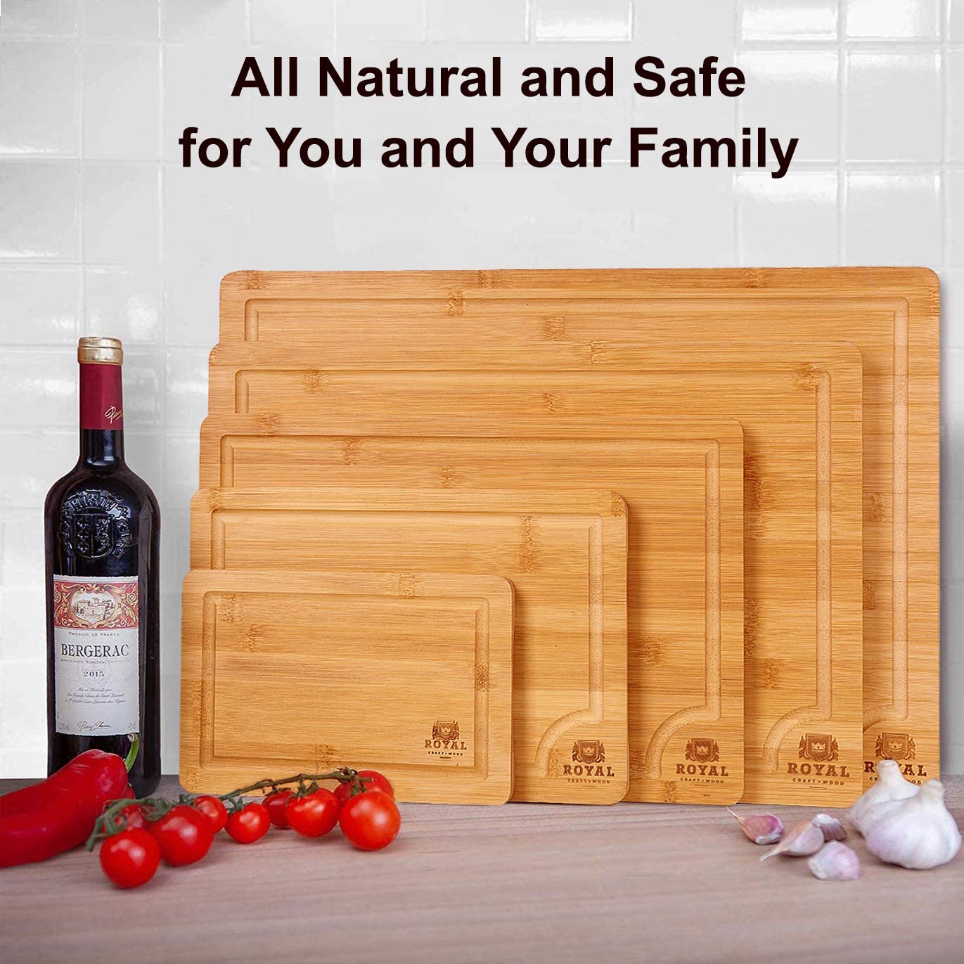 Bamboo Cutting Board Set With Juice Groove - NovoBam