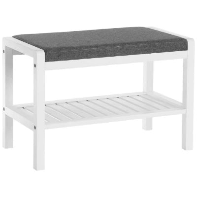 Bamboo Shoe Bench Rack With Padded Seat - NovoBam