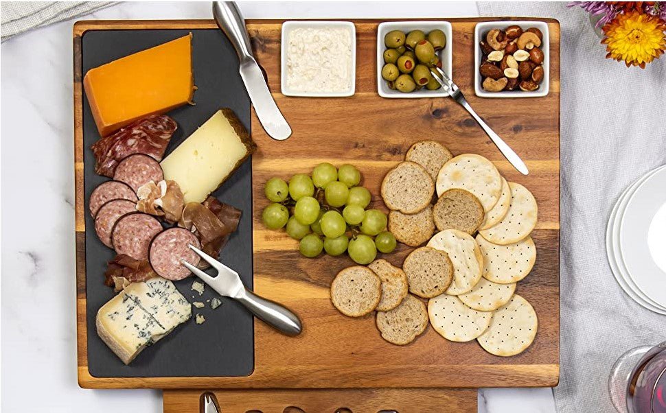 Extra Large Acacia Wood Charcuterie Board Set - NovoBam