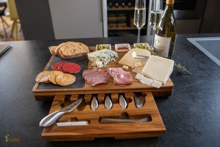 Extra Large Acacia Wood Charcuterie Board Set - NovoBam