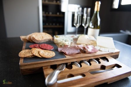 Extra Large Acacia Wood Charcuterie Board Set - NovoBam