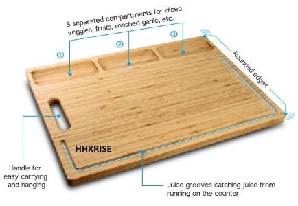 Large Organic Bamboo Cutting Board BPA Free - NovoBam