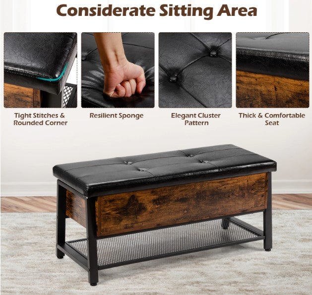 Padded Shoe Bench with Storage Box - NovoBam