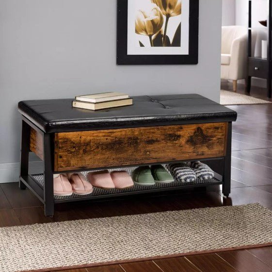 Padded Shoe Bench with Storage Box - NovoBam