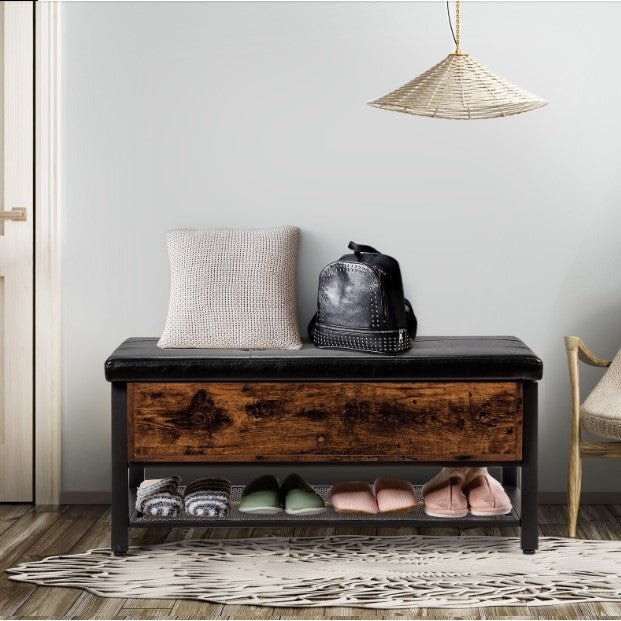 Padded Shoe Bench with Storage Box - NovoBam