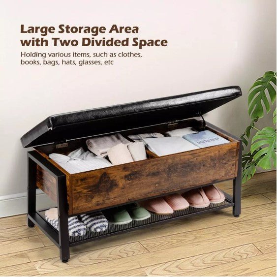 Padded Shoe Bench with Storage Box - NovoBam