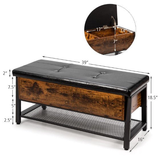 Padded Shoe Bench with Storage Box - NovoBam