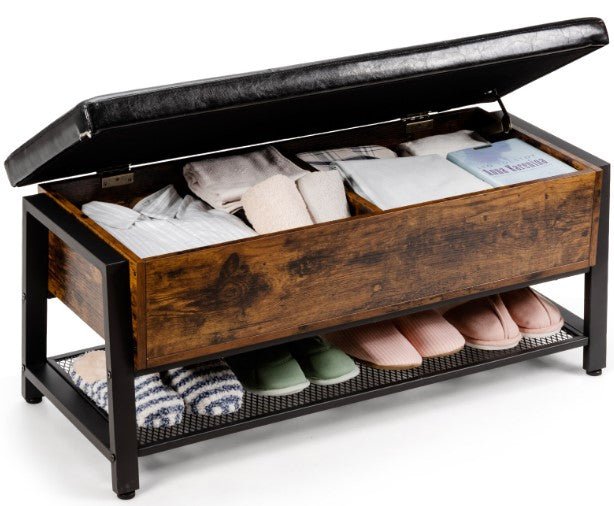 Padded Shoe Bench with Storage Box - NovoBam