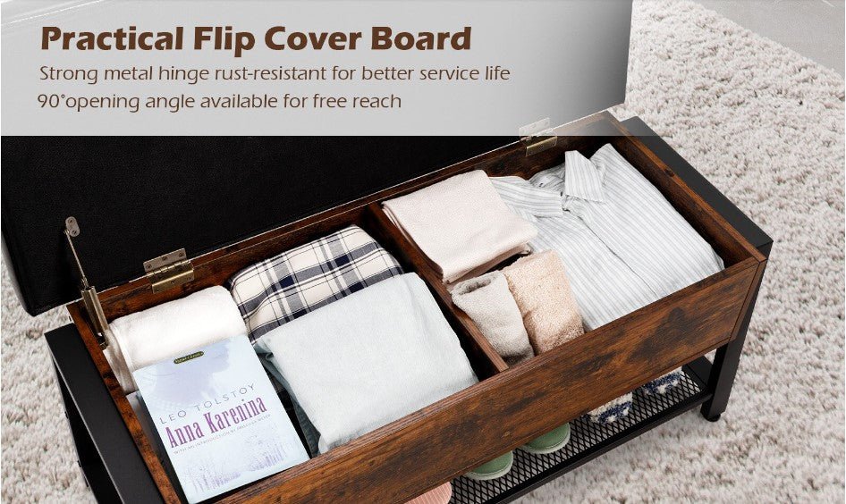 Padded Shoe Bench with Storage Box - NovoBam