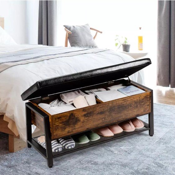 Padded Shoe Bench with Storage Box - NovoBam
