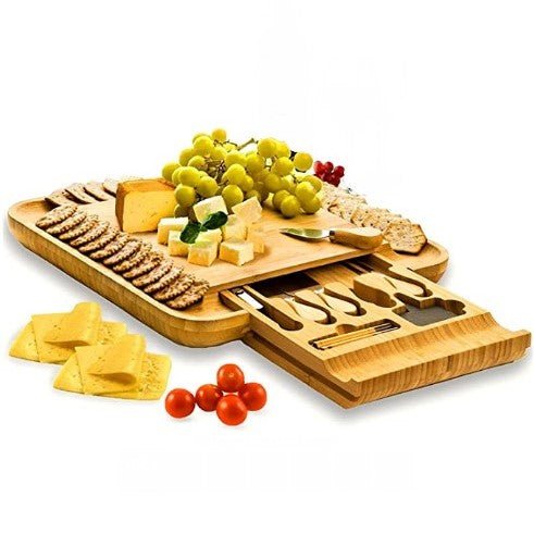 Superior Craftsmanship Premium Bamboo Charcuterie cheese Board Set - NovoBam