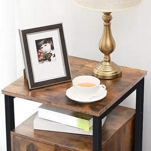 Rustic Brown Wooden Nightstand - NovoBam