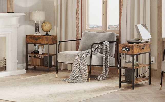 Side Table With Charging Station - NovoBam