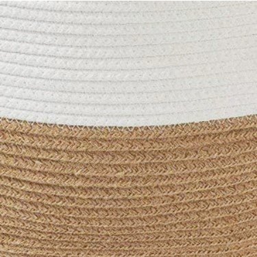 White & Jute Cotton Rope Laundry Basket - NovoBam