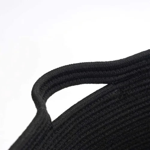 XXXLarge Cotton Rope Laundry Basket Hamper Black & Grey - NovoBam