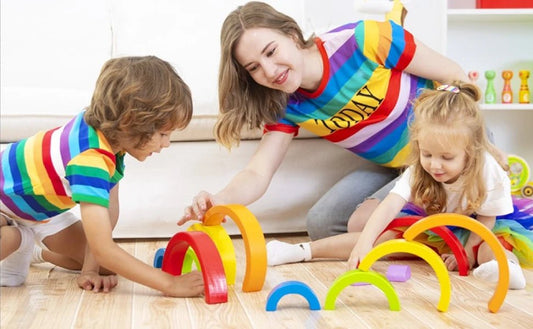 Unlocking Early Learning Potential: The Wooden Rainbow Stacker Nesting Puzzle Blocks Educational Toy - NovoBam