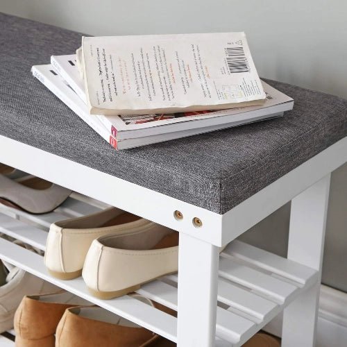 3-Tier Bamboo Shoe Rack Bench with Padded Cushion - NovoBam