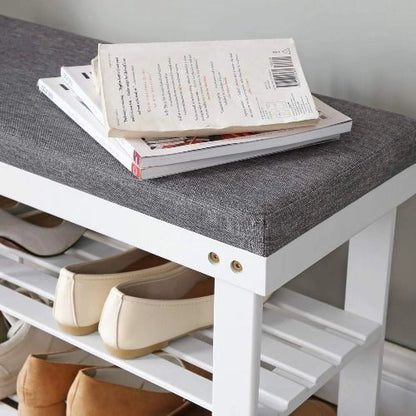 3-Tier Bamboo Shoe Rack Bench with Padded Cushion - NovoBam