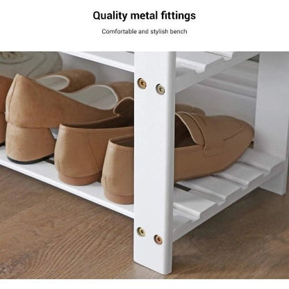 3-Tier Bamboo Shoe Rack Bench with Padded Cushion - NovoBam