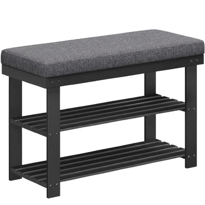 3-Tier Bamboo Shoe Rack Bench with Padded Cushion - NovoBam