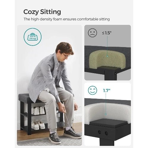 3-Tier Bamboo Shoe Rack Bench with Padded Cushion - NovoBam