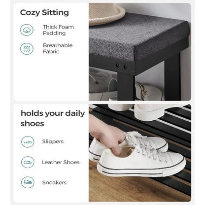 3-Tier Bamboo Shoe Rack Bench with Padded Cushion - NovoBam