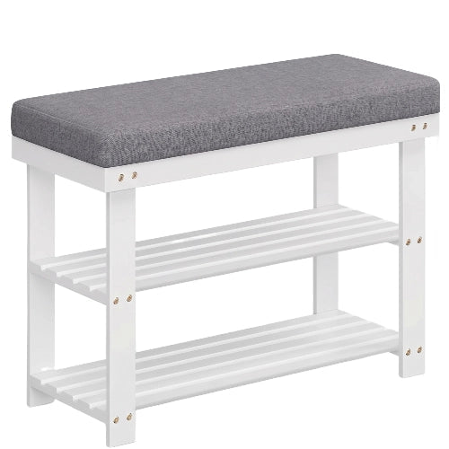 3-Tier Bamboo Shoe Rack Bench with Padded Cushion - NovoBam