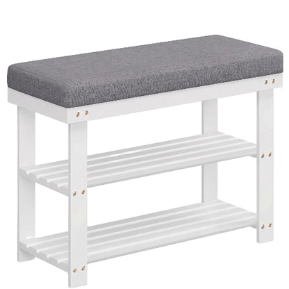 3-Tier Bamboo Shoe Rack Bench with Padded Cushion - NovoBam