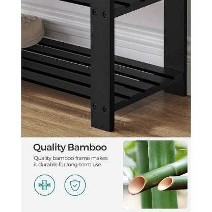 3-Tier Bamboo Shoe Rack Bench with Padded Cushion - NovoBam