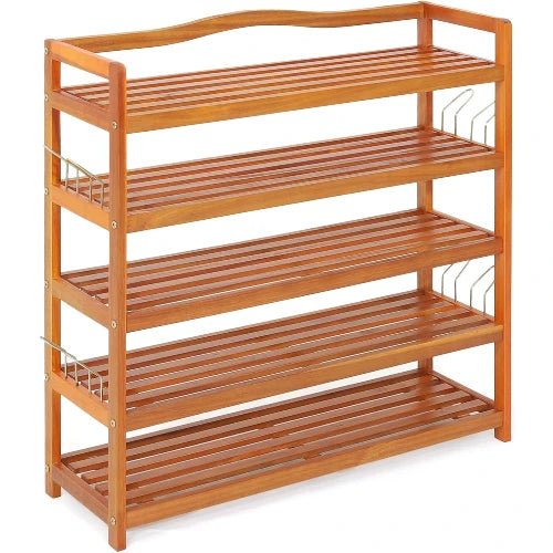 5-Tier Acacia Wood Shoe Rack Storage Organizer - NovoBam