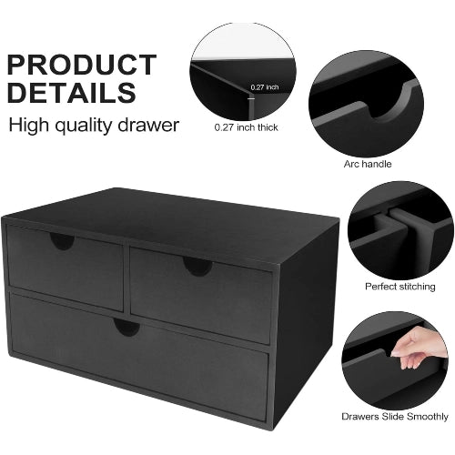 3-Drawer Bamboo Desk & Countertop Organizer