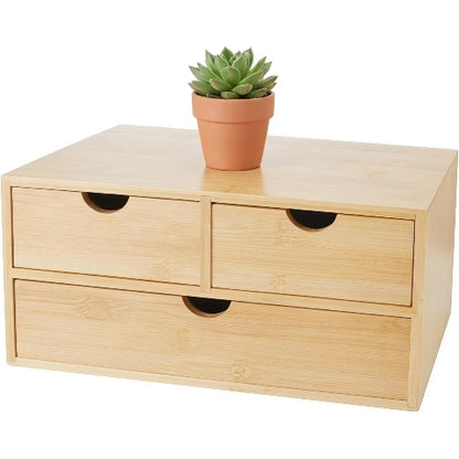 3-Drawer Bamboo Desk & Countertop Organizer