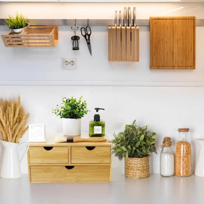 3-Drawer Bamboo Desk & Countertop Organizer