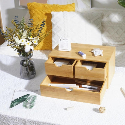 3-Drawer Bamboo Desk & Countertop Organizer