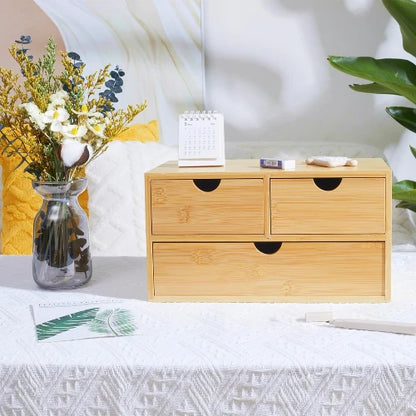 3-Drawer Bamboo Desk & Countertop Organizer
