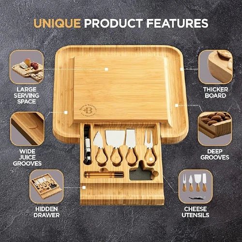 Premium Bamboo Cheese And Meat Charcuterie Board Set - NovoBam