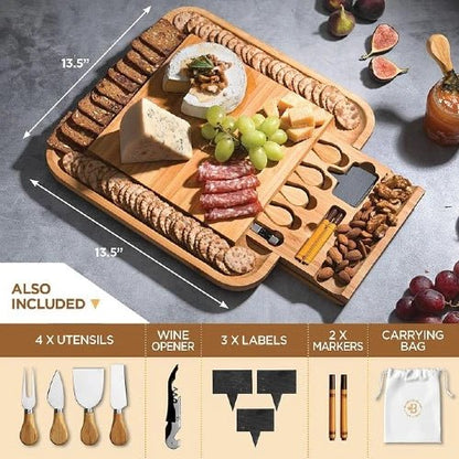 Premium Bamboo Cheese And Meat Charcuterie Board Set - NovoBam