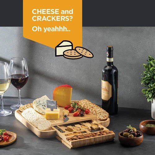 Premium Bamboo Cheese And Meat Charcuterie Board Set - NovoBam