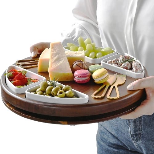 Round Acacia Charcuterie Cheese Board Set - NovoBam