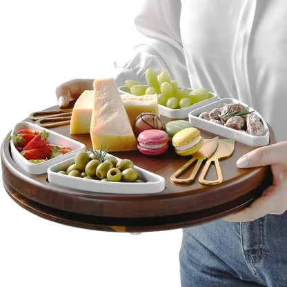 Round Acacia Charcuterie Cheese Board Set - NovoBam