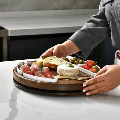 Round Acacia Charcuterie Cheese Board Set - NovoBam