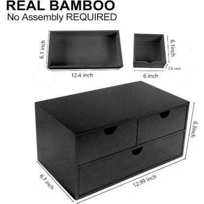 3-Drawer Bamboo Desk & Countertop Organizer